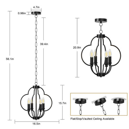 Black Farmhouse Pendant Light with Adjustable Hanging Chain