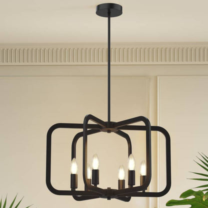 Black 6-Light Pendant Light Chandelier