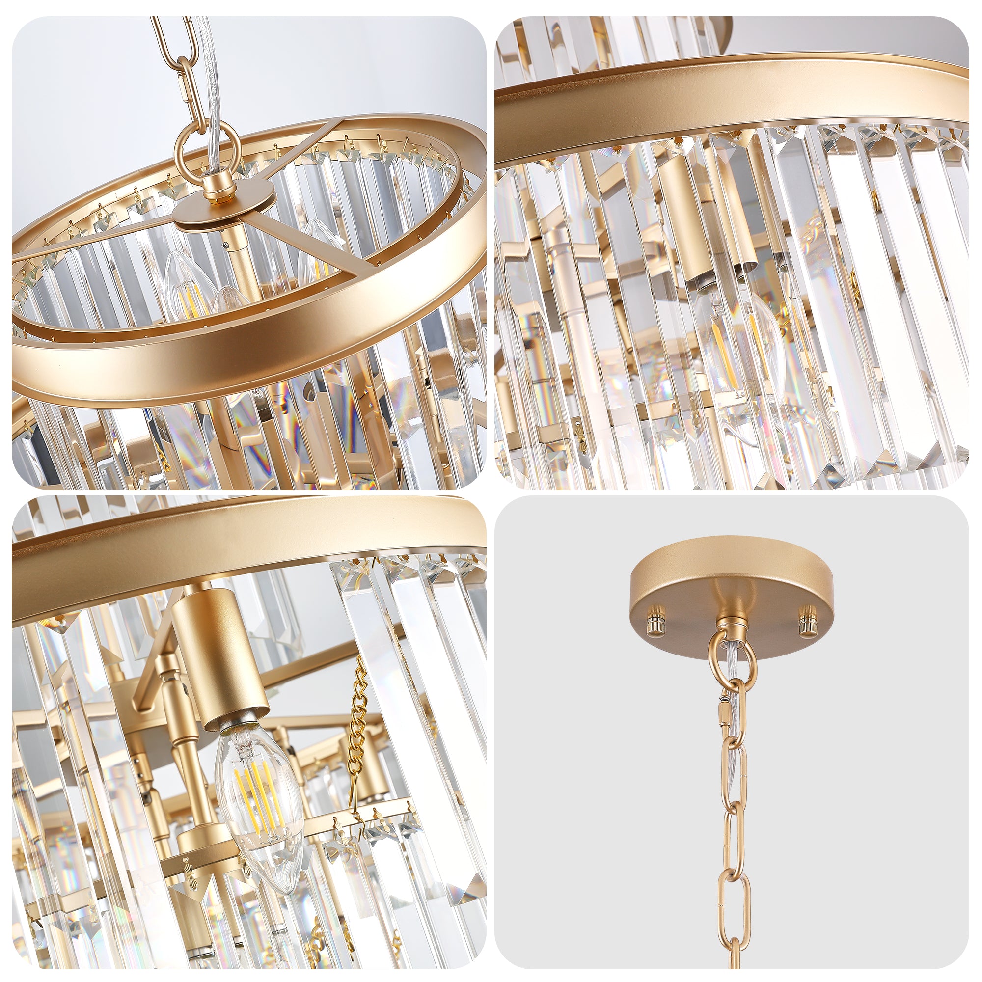 Golden Luxury Crystal Chandelier – Modern Ceiling Light Fixture