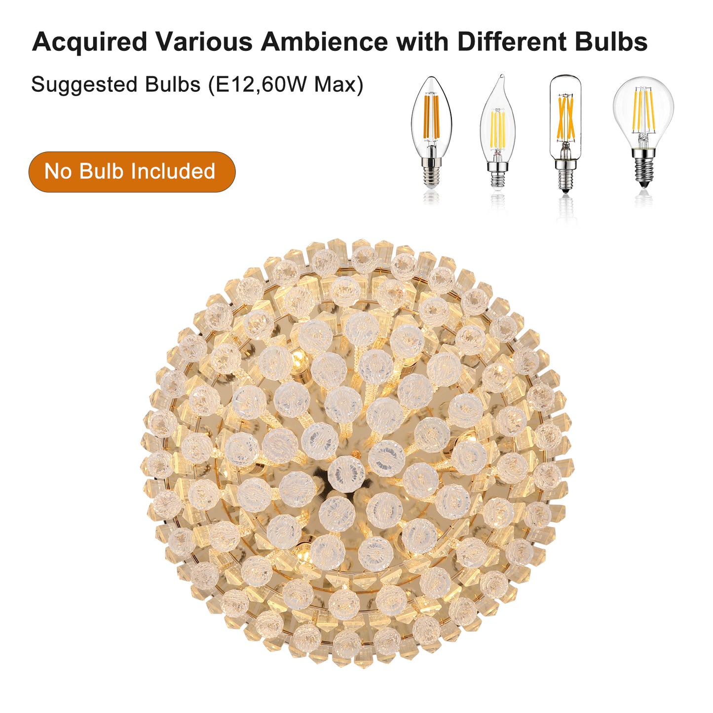 Gold Crystal Chandelier -Contemporary Luxury Ceiling Light Fixture