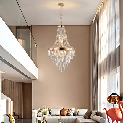 Gold Crystal Chandelier – Large Contemporary Luxury Ceiling Fixture