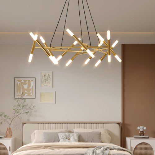 41" Black & Golden Modern Chandelier Light Fixture (Bulb Not Included)