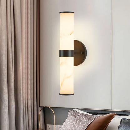 Modern Marble-Effect Wall Sconces – Set of 2