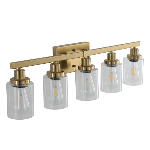 Golden  Vanity Light with Clear Glass Shades (No Bulbs)