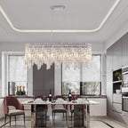 Silver Elegant Oval Crystal Chandelier -Modern Luxury &amp; Radiant Brilliance