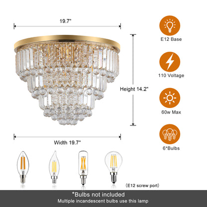 Gold Crystal Chandelier – Contemporary Luxury Ceiling Light Fixture