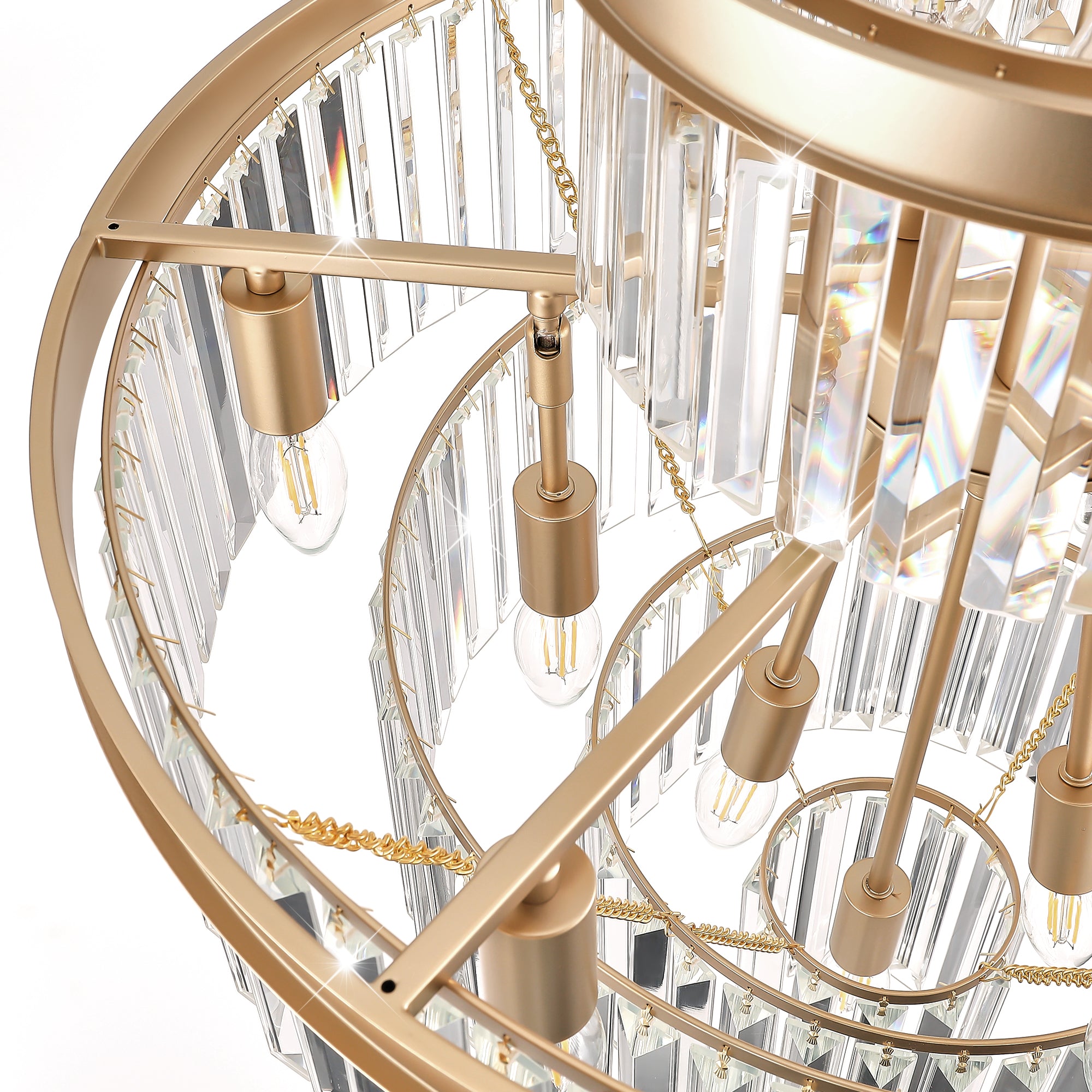 Golden Luxury Crystal Chandelier – Modern Ceiling Light Fixture
