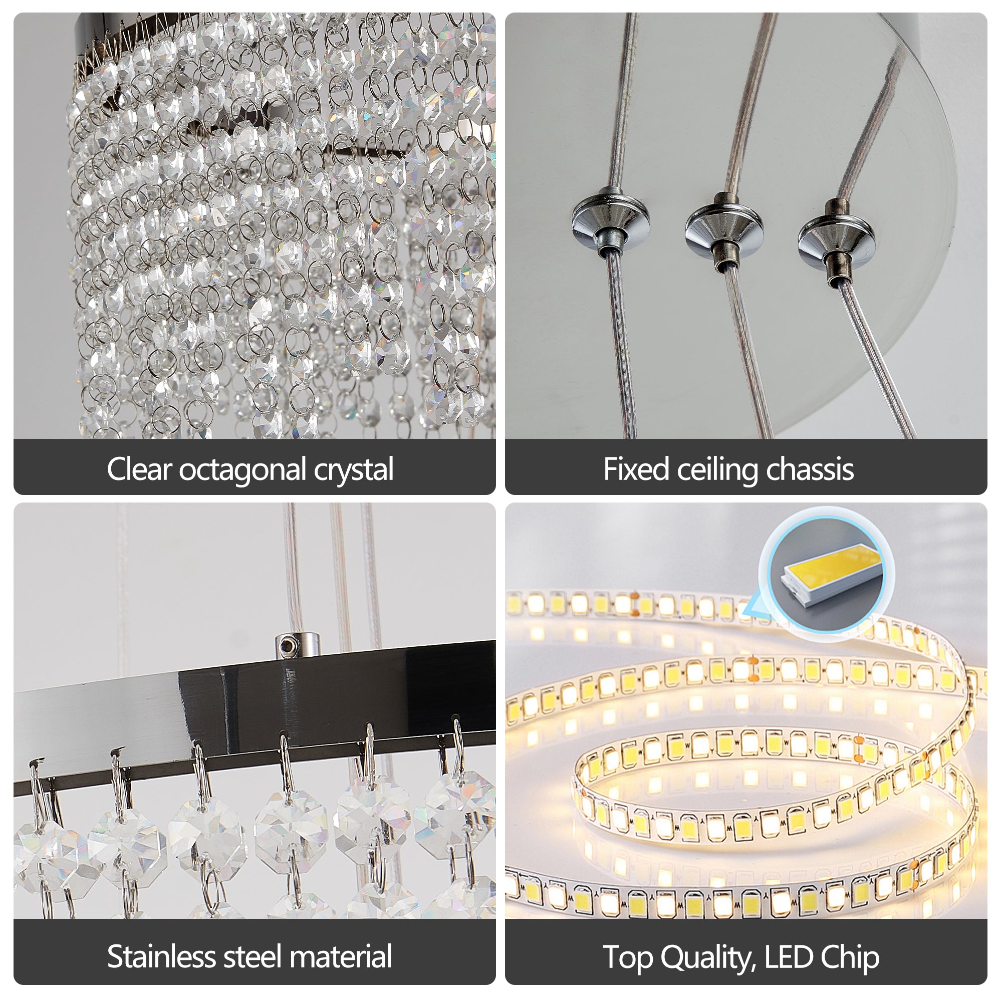 23.6-inch Fancy hanging ceiling lamps luxury modern pendant light crystal chandelier