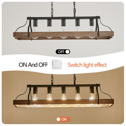 34" Black Industrial Pendant Light – Modern Farmhouse Elegance