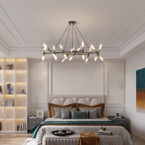 41" Black & Golden Modern Chandelier Light Fixture (Bulb Not Included)