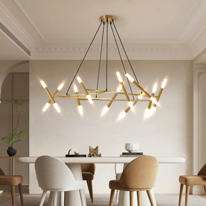 41" Black & Golden Modern Chandelier Light Fixture (Bulb Not Included)
