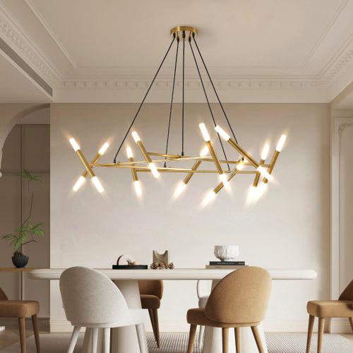 41" Black & Golden Modern Chandelier Light Fixture (Bulb Not Included)
