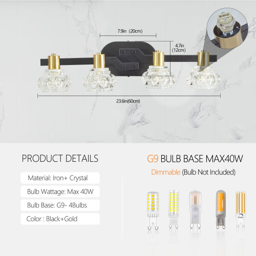 24" Vintage 4-Light Wall Sconce   (No Bulbs)