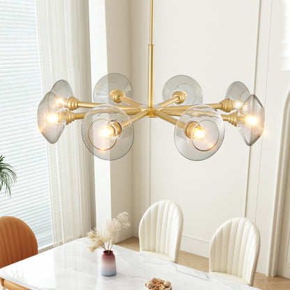 Modern Gold Sputnik Chandelier with Clear Glass Shades (Bulb Not Included)