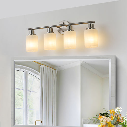 Modern Vanity Bathroom Mirror Light, Frosted White Glass  (Bulb Not Included)