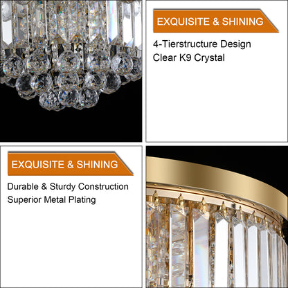 Gold Crystal Chandelier – Contemporary Luxury Ceiling Light Fixture