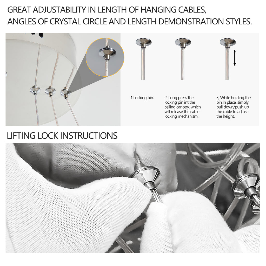 23.6-inch Fancy hanging ceiling lamps luxury modern pendant light crystal chandelier