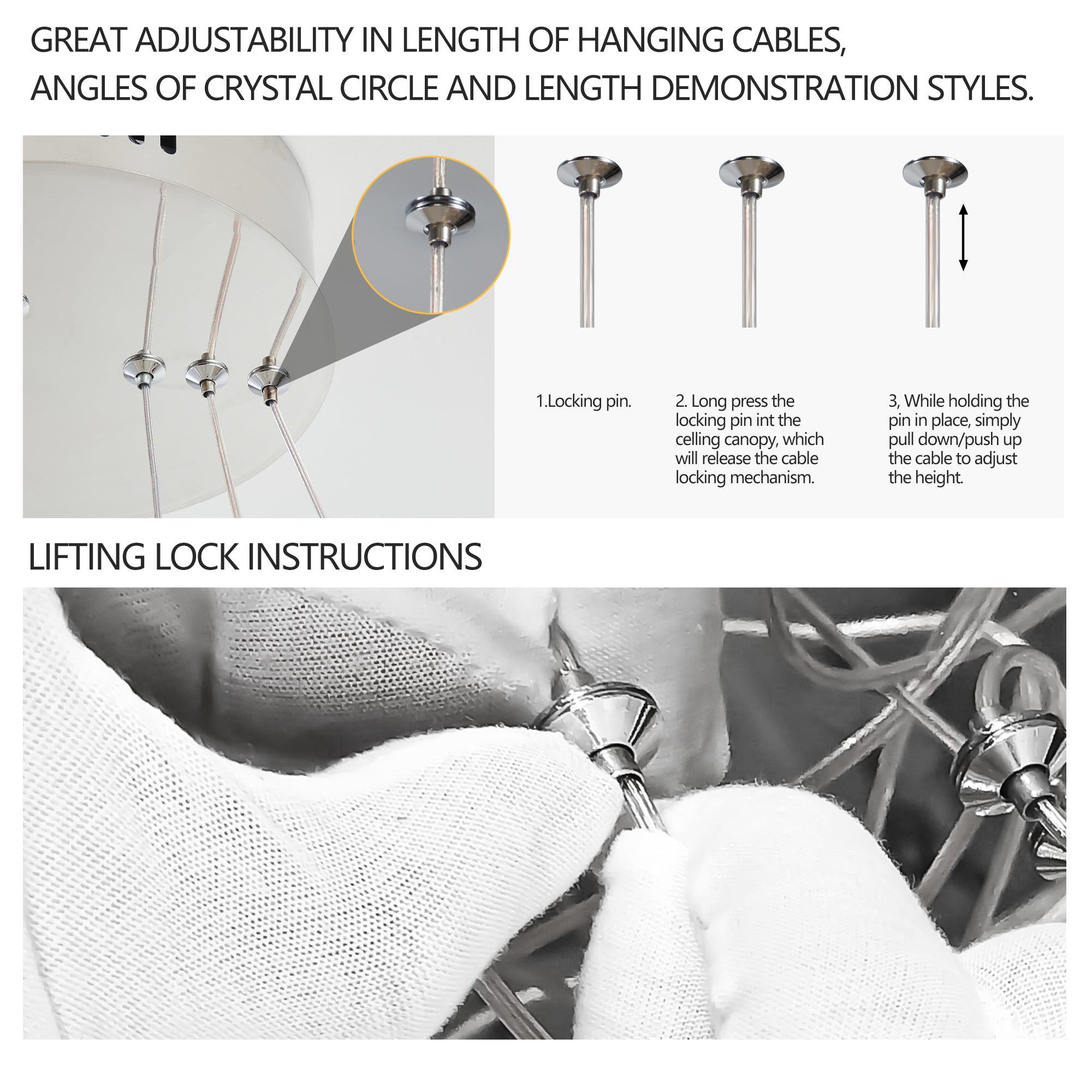 23.6-inch Fancy hanging ceiling lamps luxury modern pendant light crystal chandelier