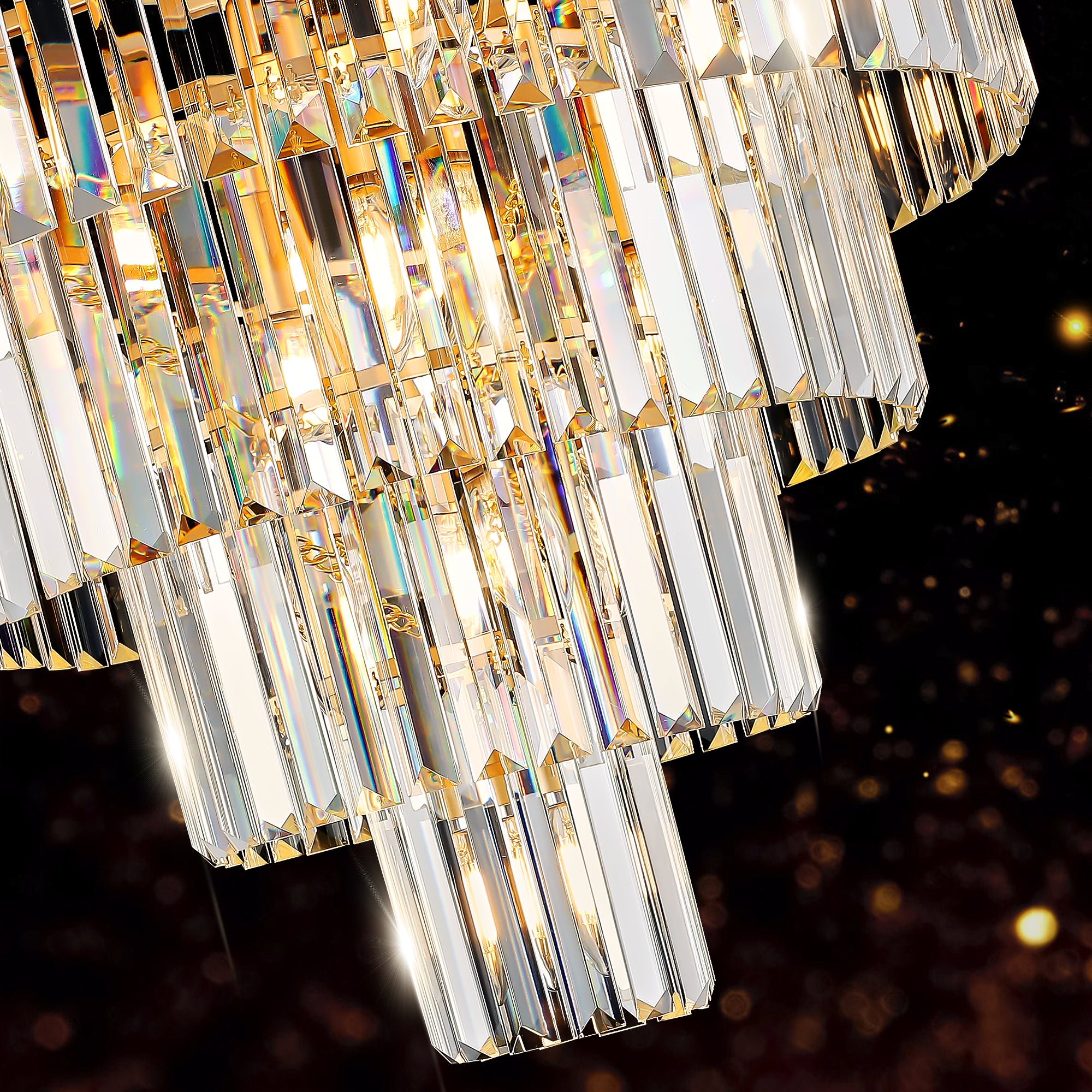 Golden Luxury Crystal Chandelier – Modern Ceiling Light Fixture