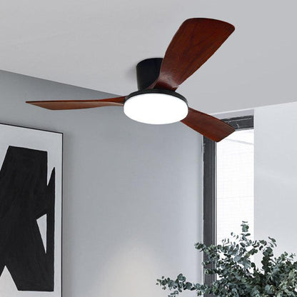 Wood Blade Low Profile Ceiling Fan Lamp