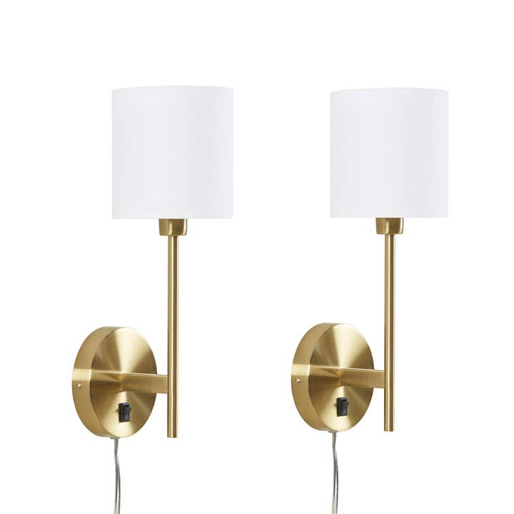 [Set of 2] Wall Light Sconce, Gold Base