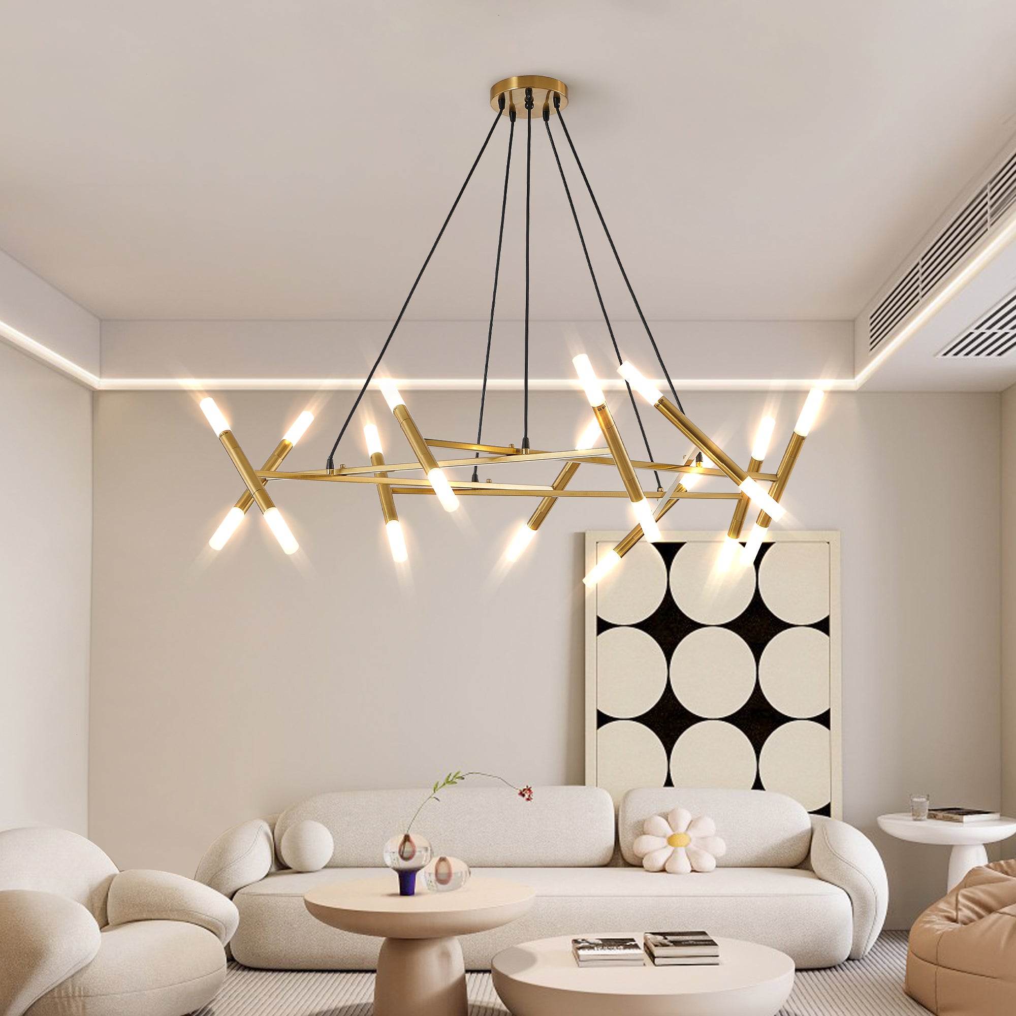 41" Black & Golden Modern Chandelier Light Fixture (Bulb Not Included)