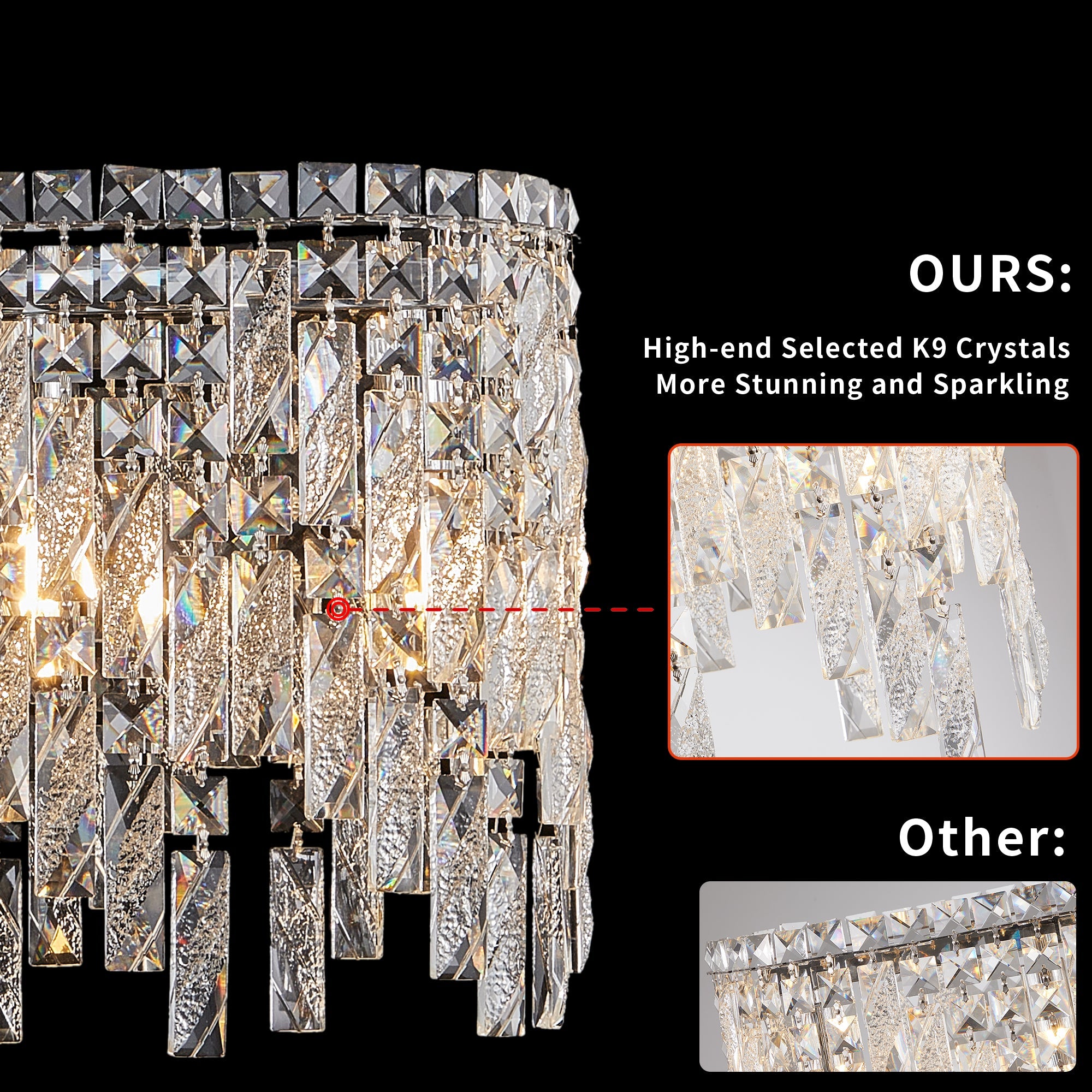 Silver Elegant Oval Crystal Chandelier -Modern Luxury &amp; Radiant Brilliance