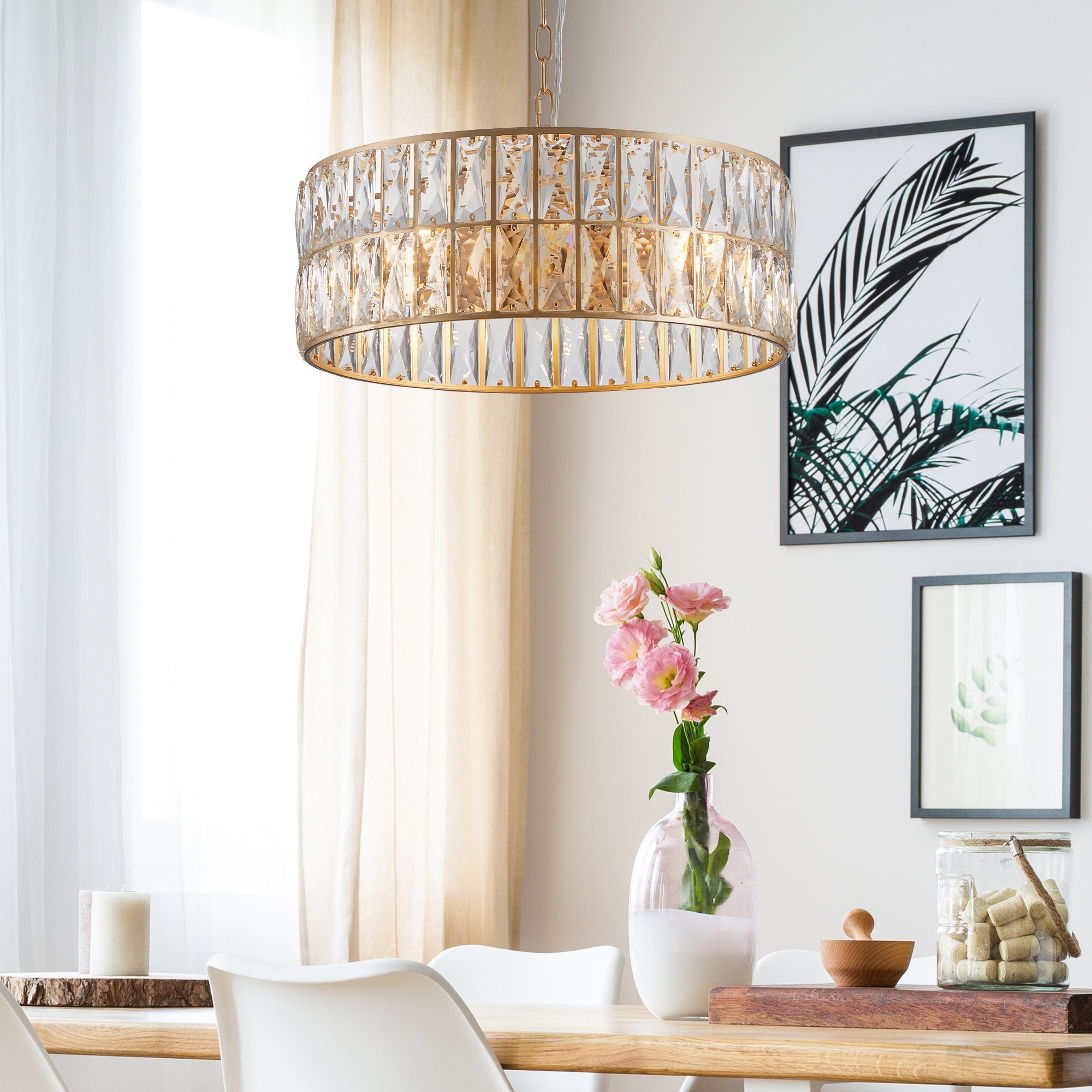 Modern Crystal Drum Chandelier -Timeless Elegance &amp; Radiant Glow