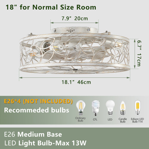 18-inch  Vintage Caged Ceiling Fan Light (Bulb Not Included)