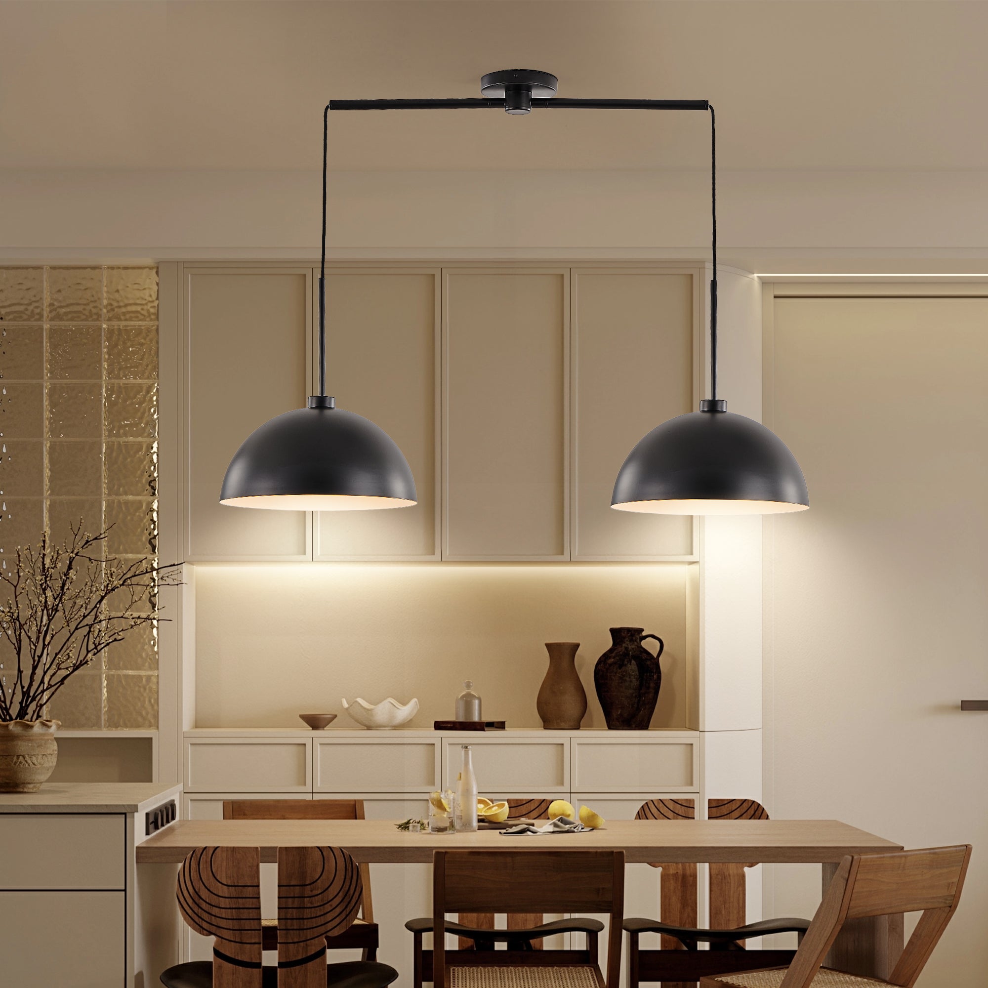 41" Industrial Modern Copper Double Pendant Light – Sleek &amp; Adjustable Elegance