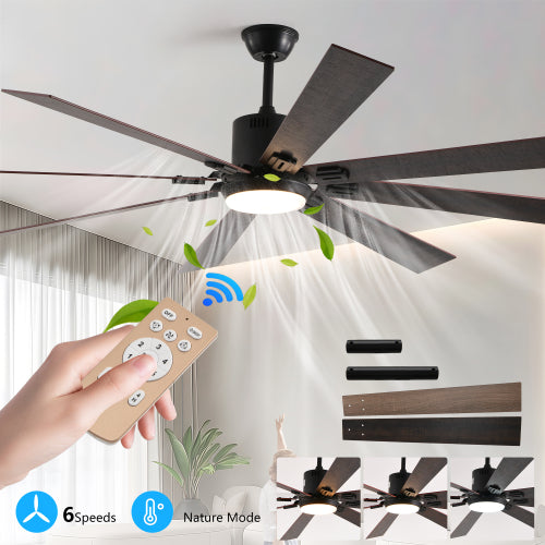 72" Walnut LED Ceiling Fan