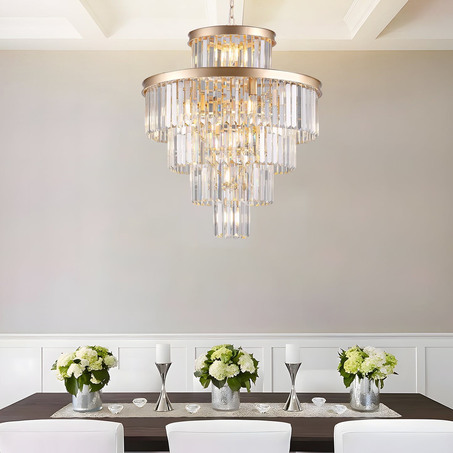 Golden Luxury Crystal Chandelier -Modern Ceiling Light Fixture