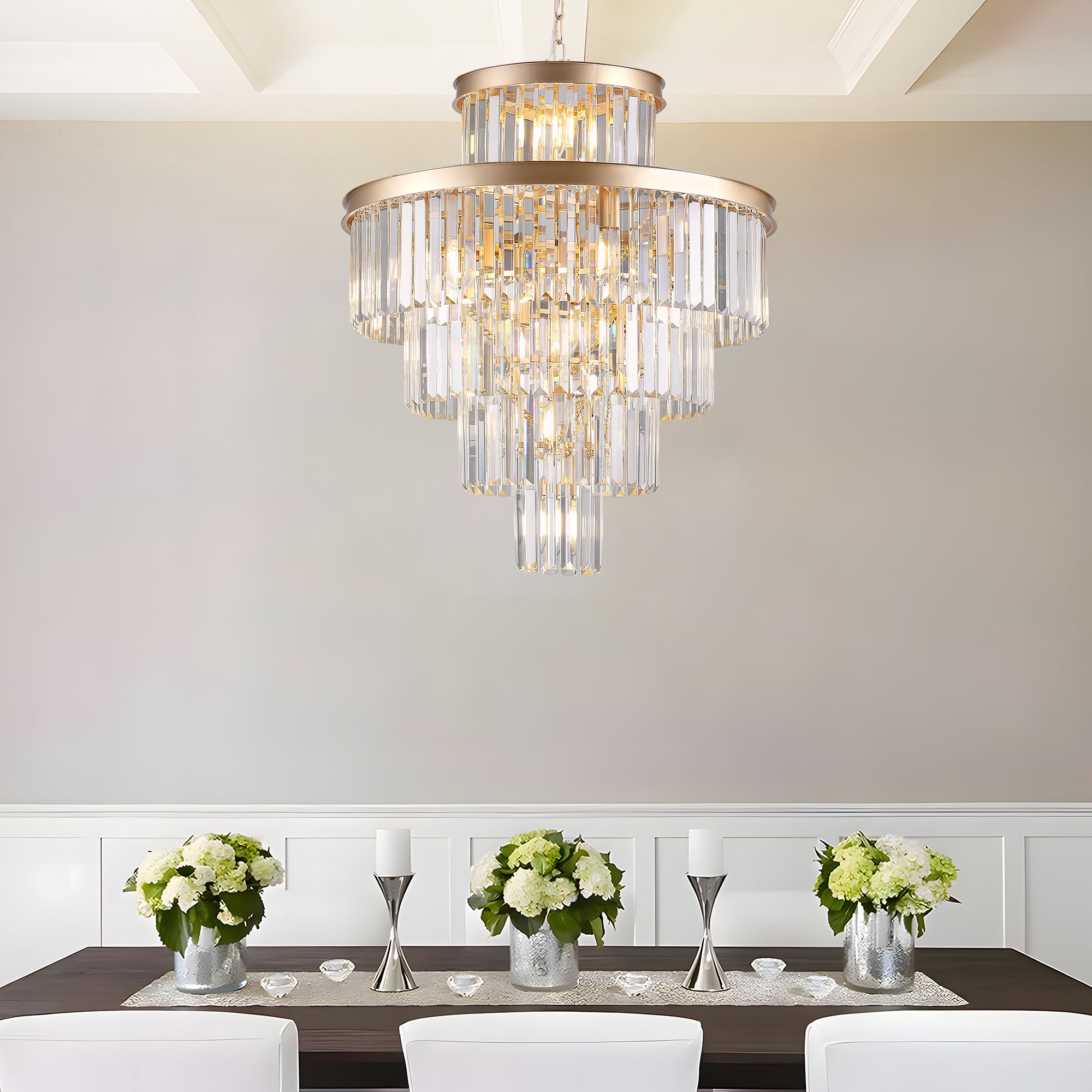 Golden Luxury Crystal Chandelier – Modern Ceiling Light Fixture