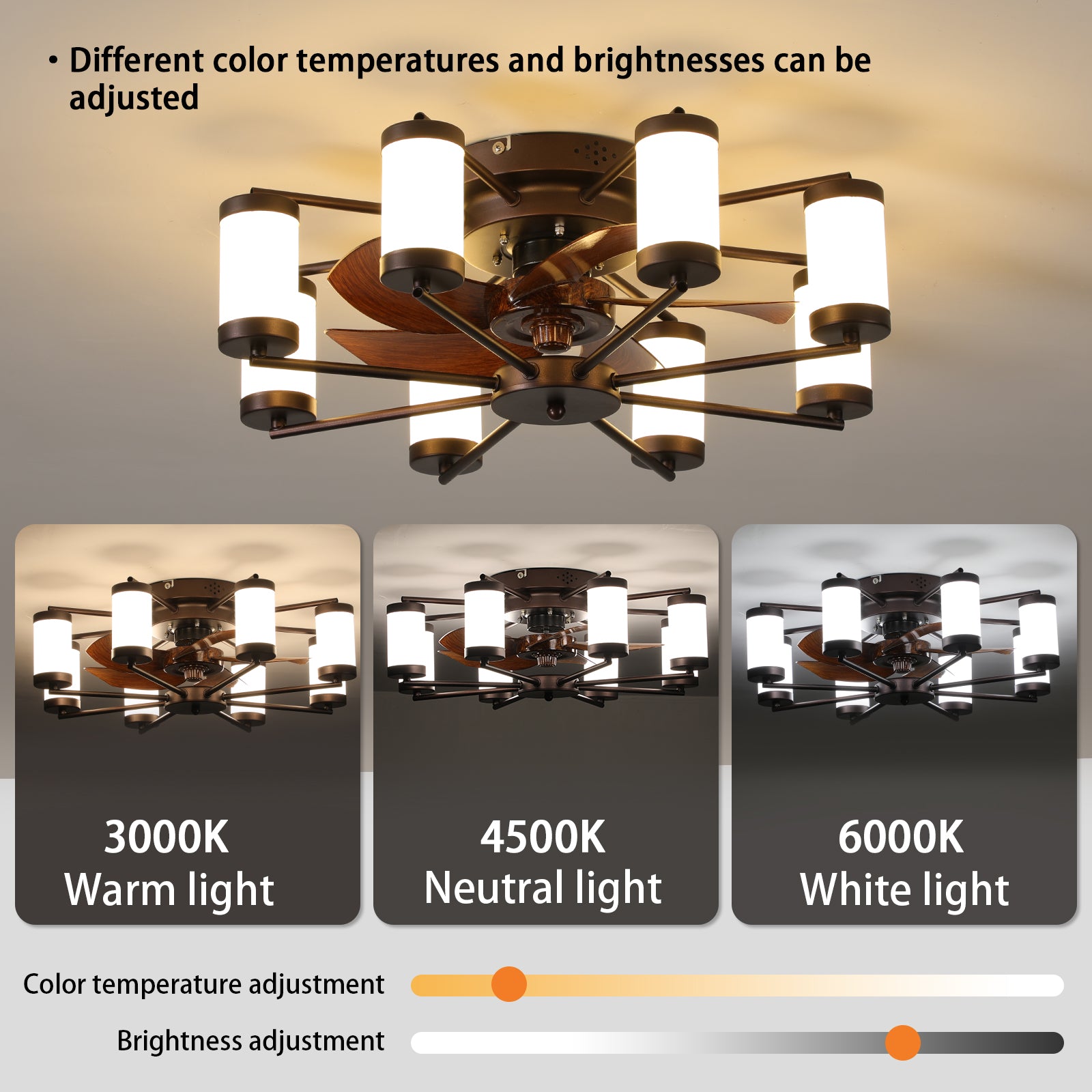 21.7" Low-Profile Ceiling Fan with Dimmable Light