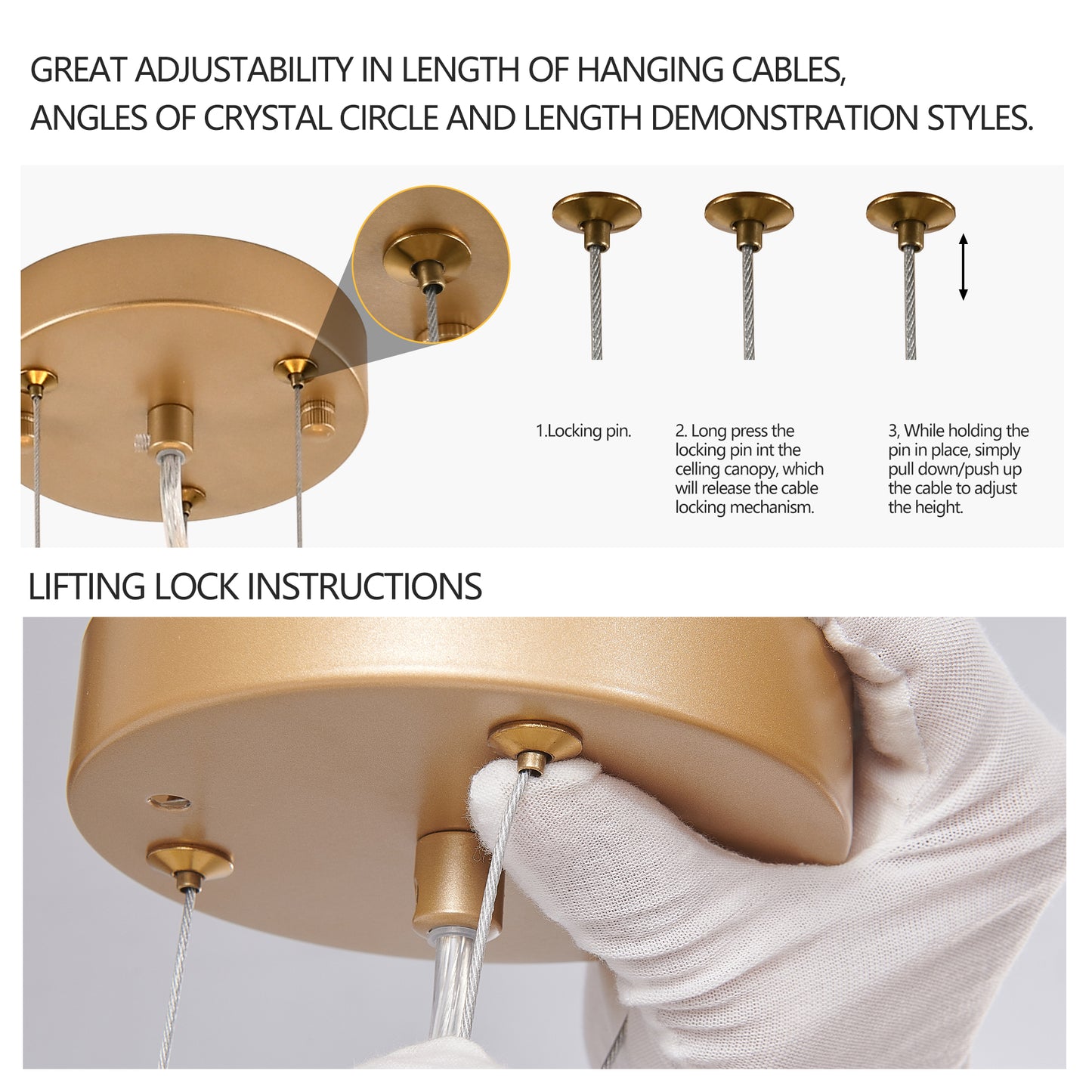 23.6-inch Modern Golden Pendant Light with Cascading Crystal Strands