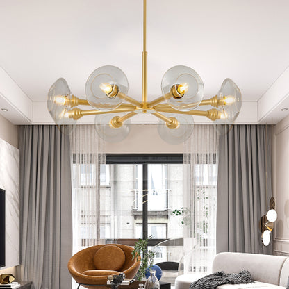 Modern Gold Sputnik Chandelier with Clear Glass Shades (Bulb Not Included)