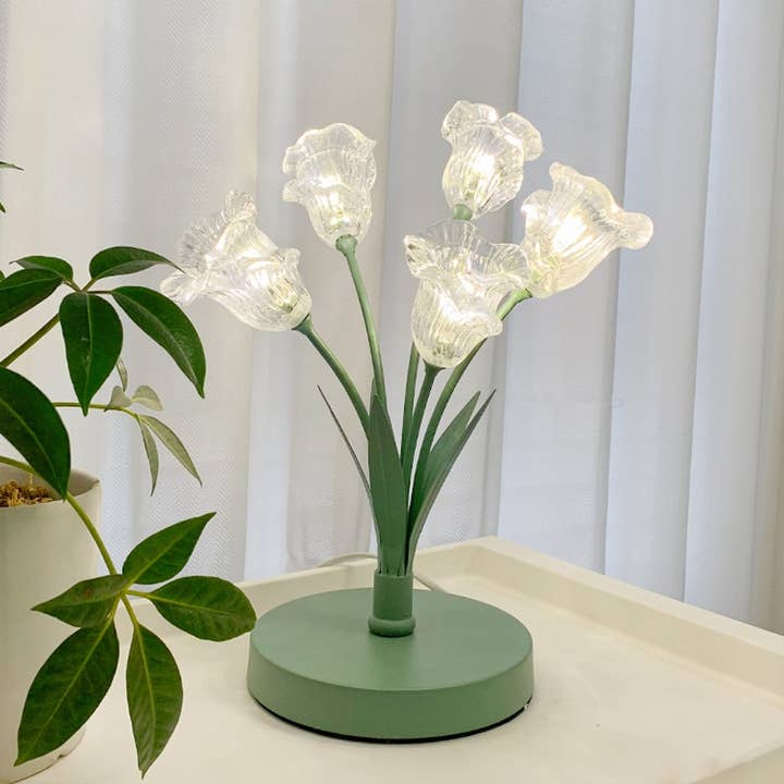 Crystal Bell Orchid Table Lamp