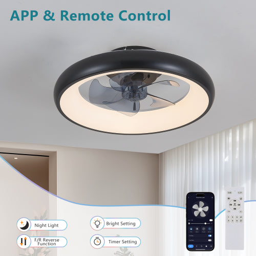 20-inch Black LED Ceiling Fan Light