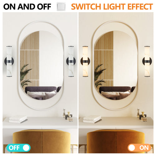 Modern Marble-Effect Wall Sconces – Set of 2
