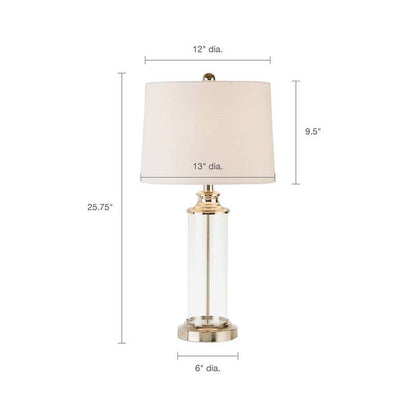 [Set of 2] Clear Glass Base Table Lamp, Silver