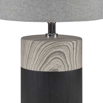 Mid-Century Wood Grain Table Lamp, Matte Black