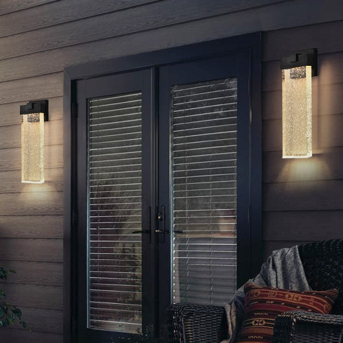 18" Modern Outdoor LED Wall Sconce -Elegant Bubble Crystal Lighting