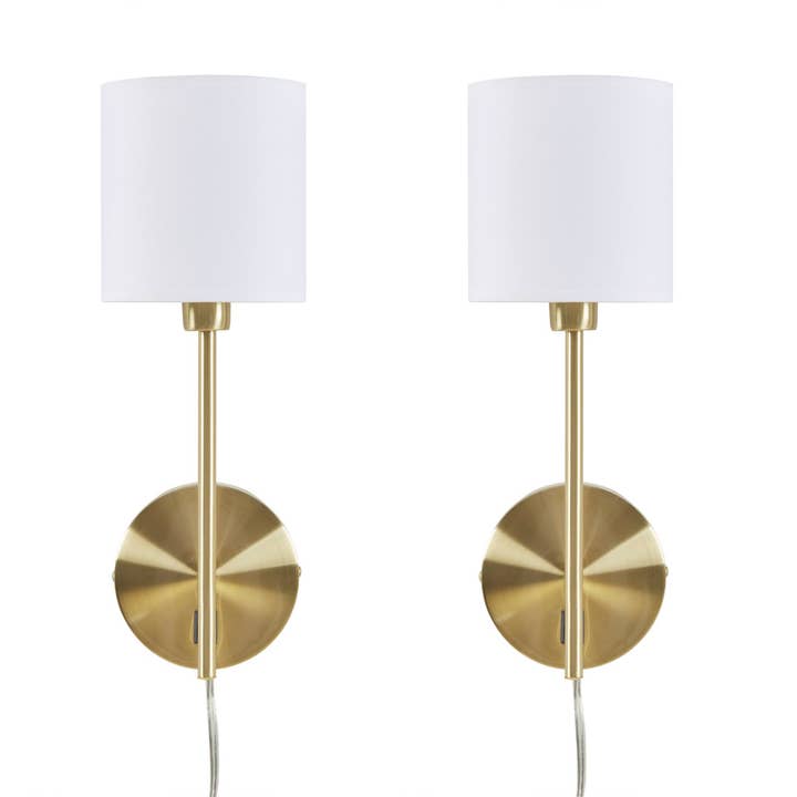 [Set of 2] Wall Light Sconce, Gold Base