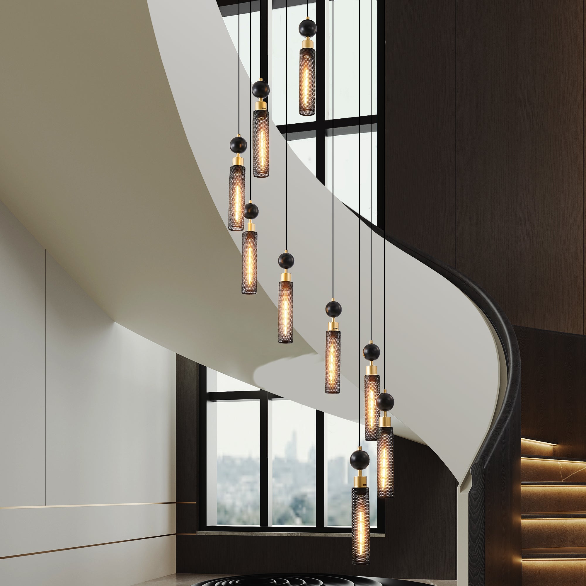 Modern Industrial Multi-Light Pendant Chandelier Light