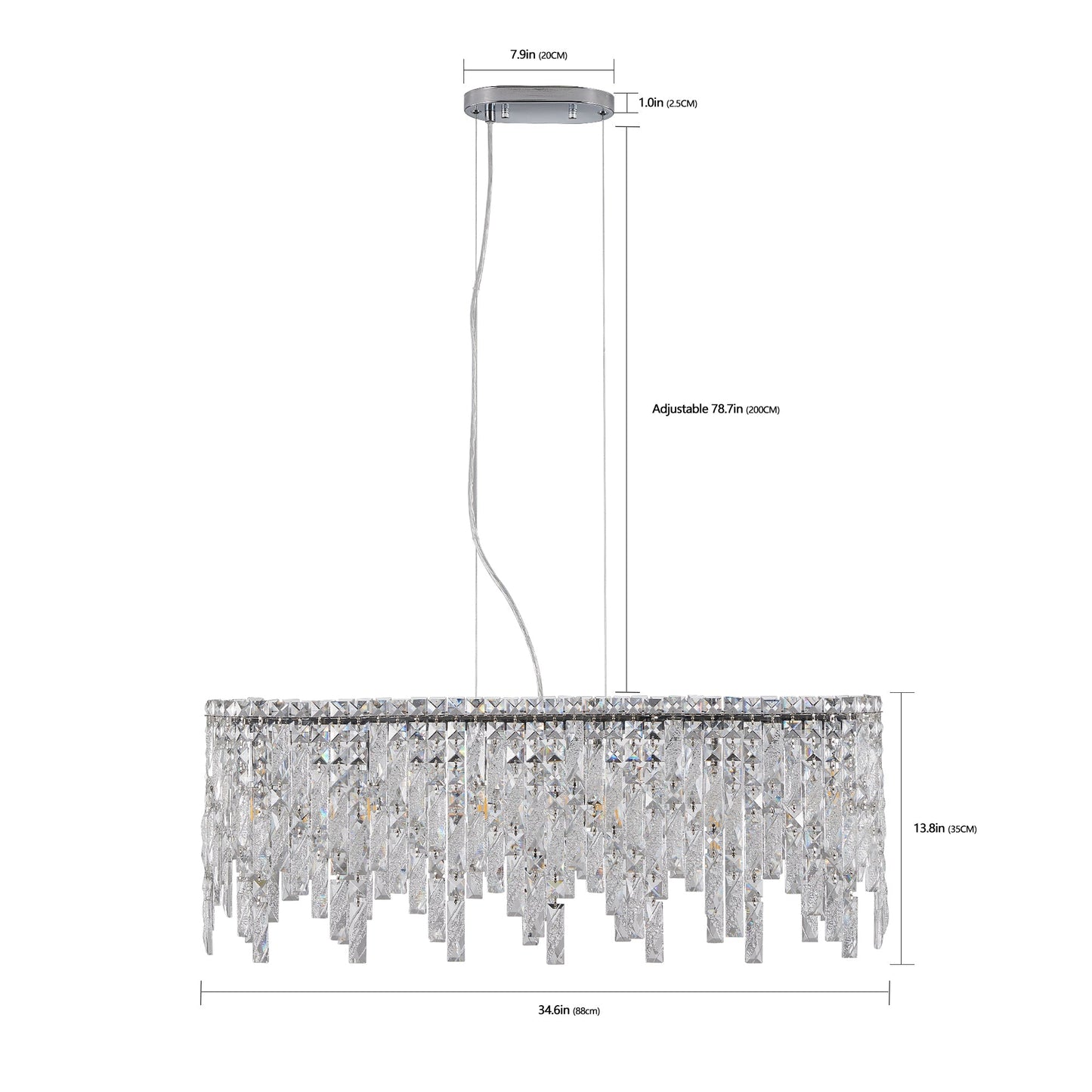 Silver Elegant Oval Crystal Chandelier -Modern Luxury &amp; Radiant Brilliance