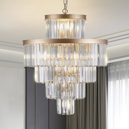 Golden Luxury Crystal Chandelier – Modern Ceiling Light Fixture