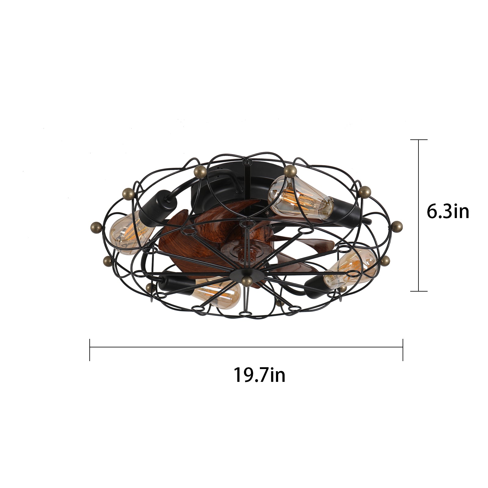 Low-Profile Caged Ceiling Fan with Light