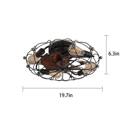 Low-Profile Caged Ceiling Fan with Light
