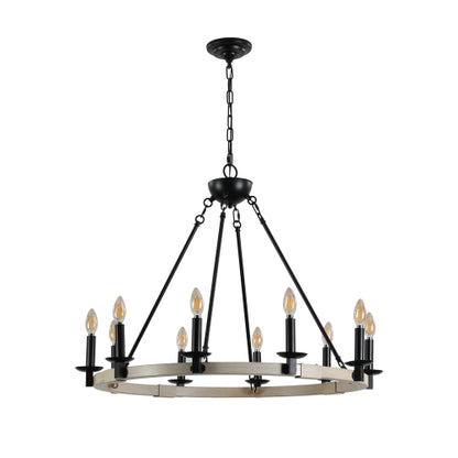 32" Rustic Farmhouse 10-Light Candle Chandelier (No Bulbs)