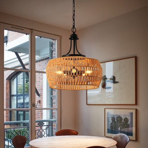 19" Boho Hemp Rope Pendant Light (Bulb Not Included)